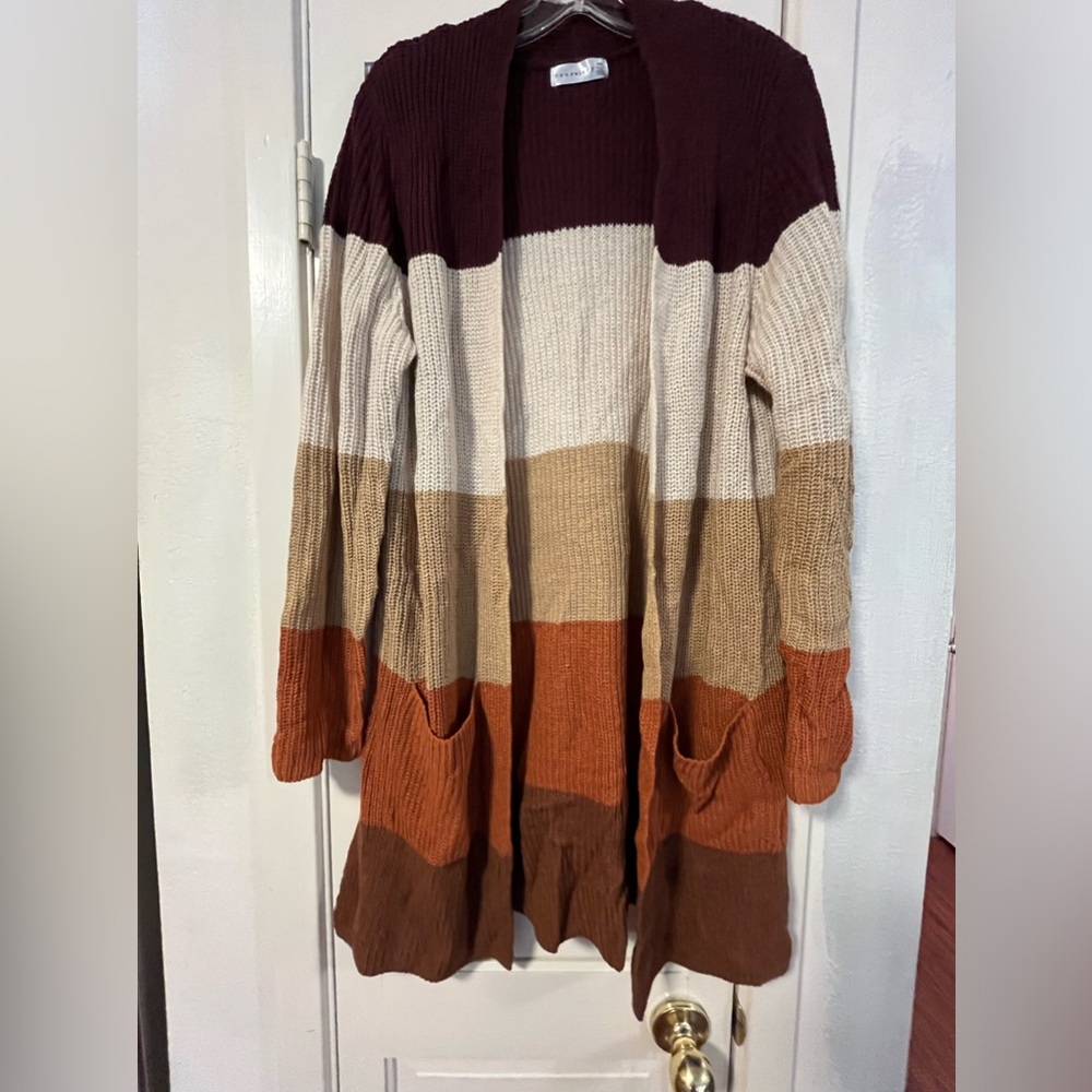 Retrelogy brand Long cardigan Sweater multi fall colors